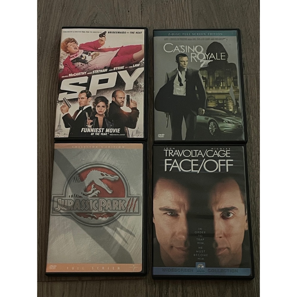 Action Movie DVD Lot Spy/Casino Royale/Jurassic Park III/Face/Off